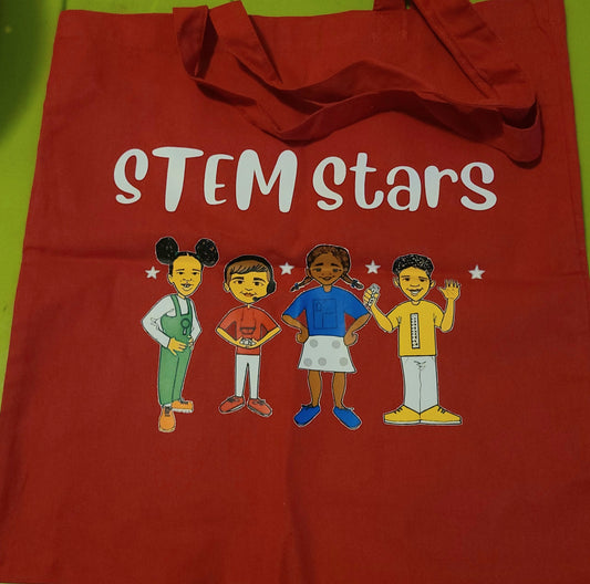 STEM Stars Tote Bag - red